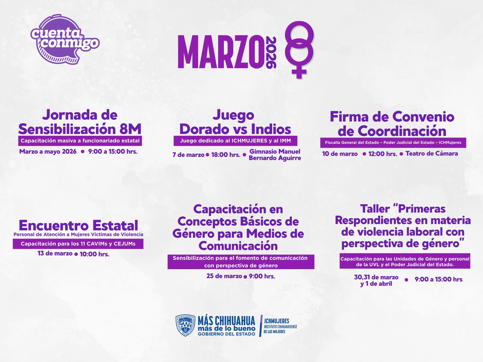 "Anuncia ICHMujeres su agenda de actividades por el 8M"
